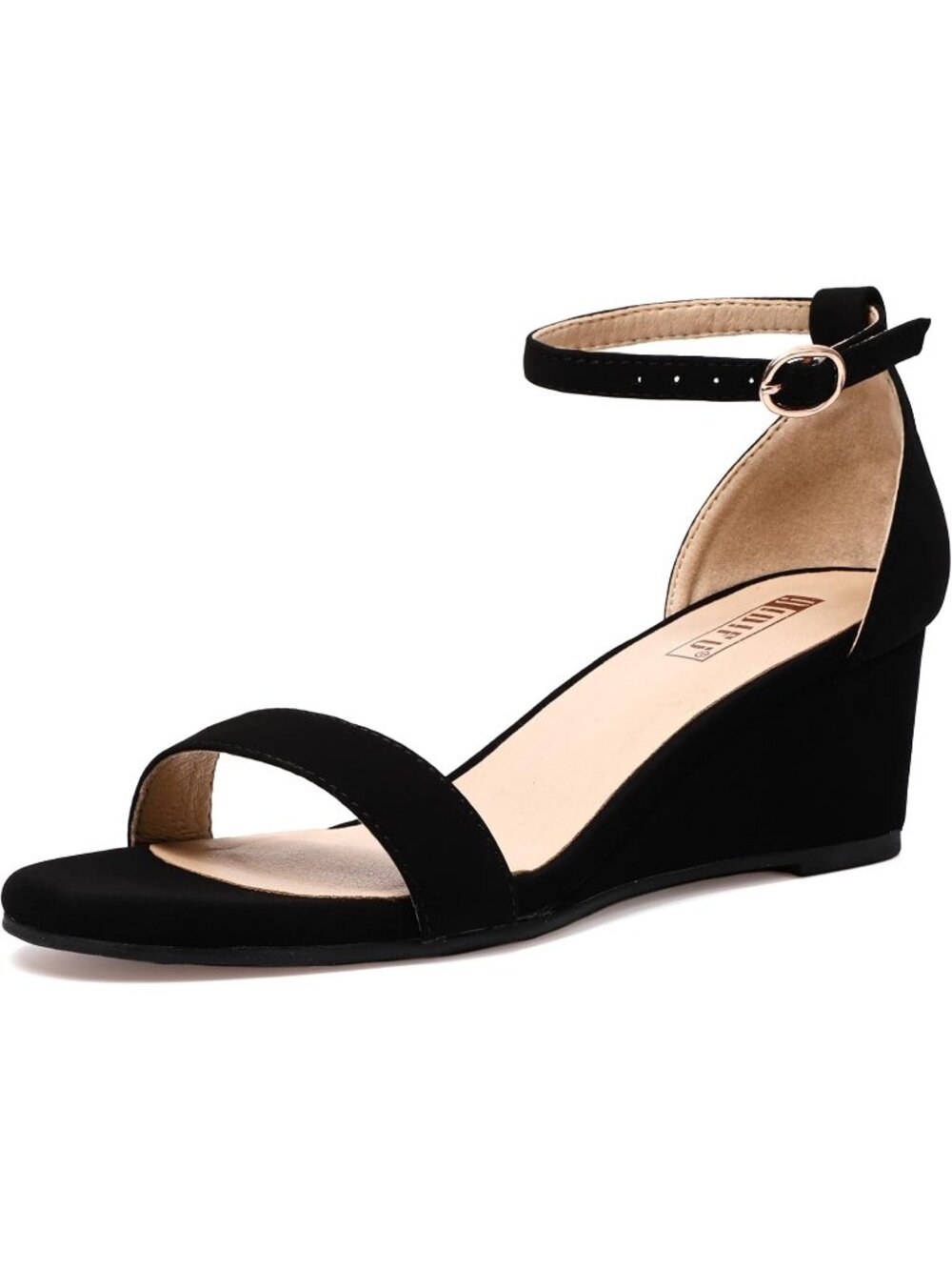 Women's Black Nubuck Open Toe with Ankle Strap Stylish Heel Sandal for Wedding